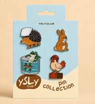 YSLY.CLUB Pin Rozet 4'lü Paket Tavşan/Kurbağa/Tavuk/Kirpi